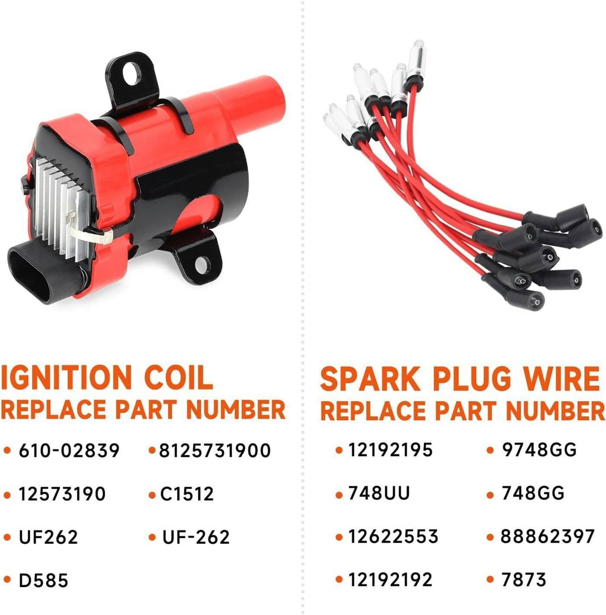 Solidspare UF262 Round Ignition Coil & Wires For Chevy Silverado GMC LS1 LS3 4.8L 5.3L 6.0L