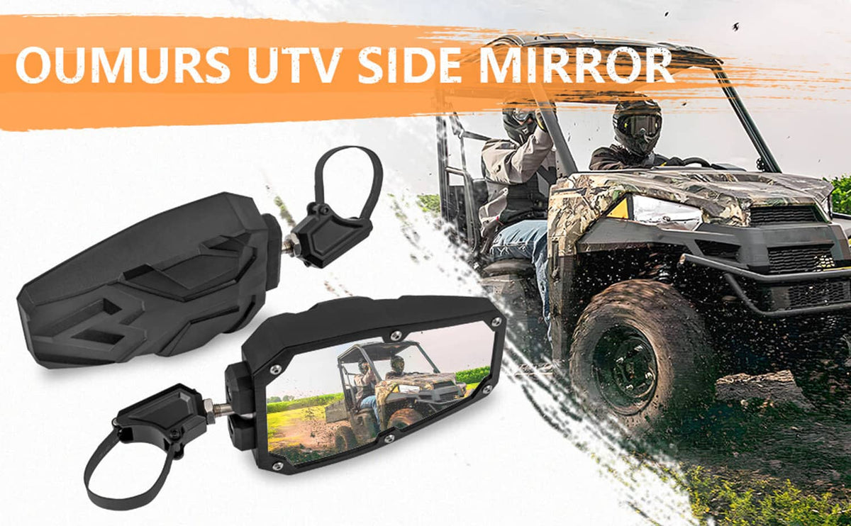 Solidspare UTV Side Mirrors for 1.5" -2" Roll Bar Kawasaki Teryx Pioneer Rhino Yamaha YXZ