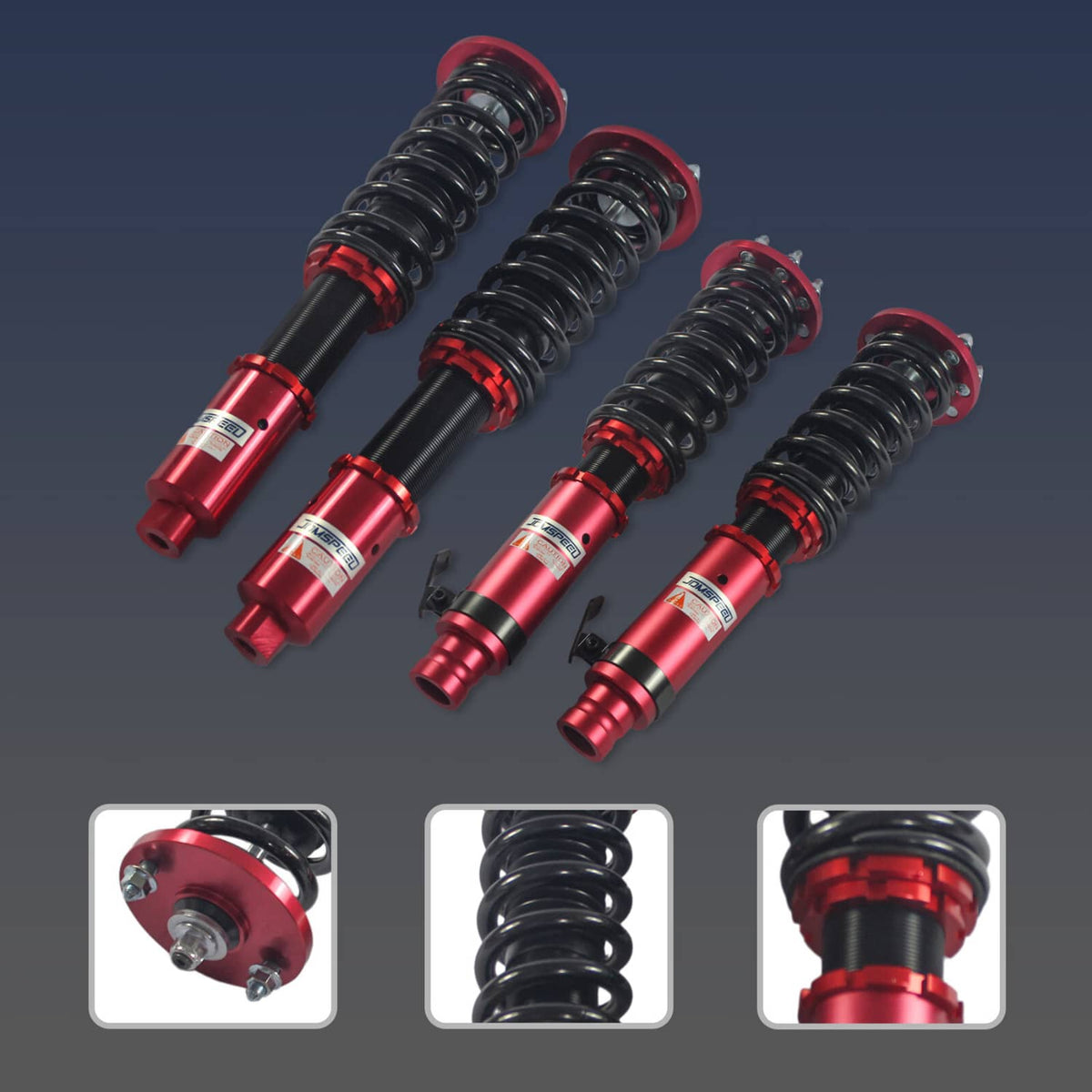 Solidspare Red Full Coilover Suspension Spring Struts Kit For 03-07 Accord 04-08 Acura TSX