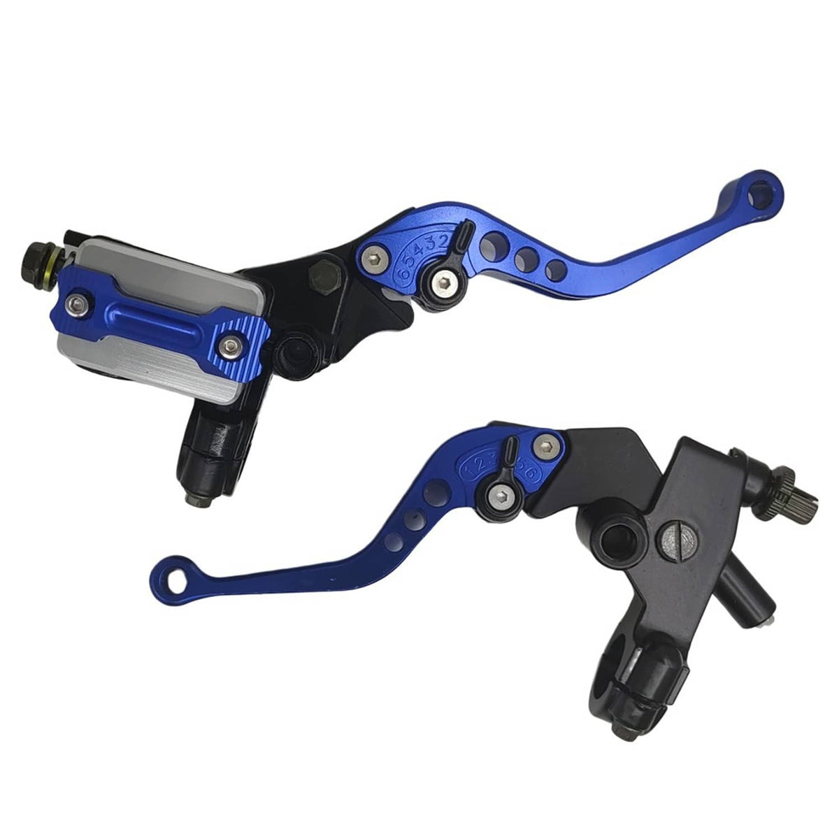 Solidspare 7/8'' 22mm Blue Motorcycle Brake Clutch Master Cylinder Lever Set