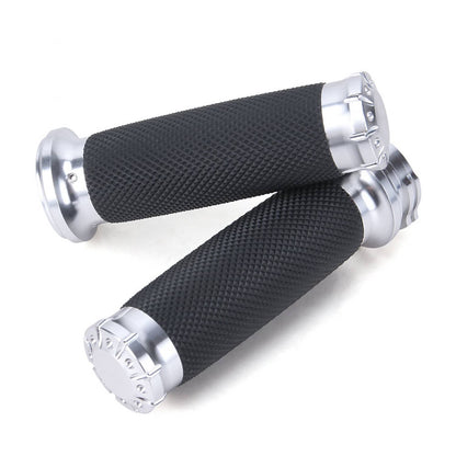 Solidspare 1" Handlebar Hand Grips Motorcycle Chrome for Harley Dyna Sportster XL 1200 883