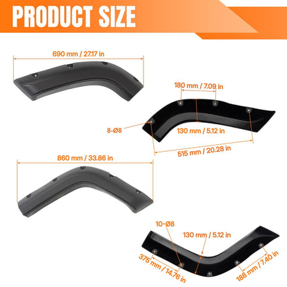 Solidspare Fender Flares For Jeep Cherokee XJ Sport Utility 4-Door 1984-2001 2000 1999 1998