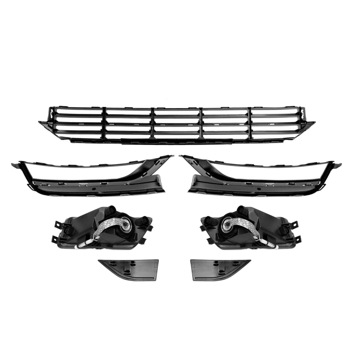 Solid Spare For VW Passat 2012-2015 Front Bumper Fog Lights Corner Lamp & Lower Grille 7PC