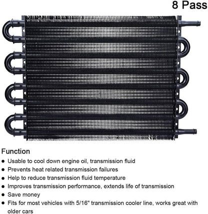 Solidspare New 8 Rows Aluminum Remote Transmission Oil Cooler Radiator Converter Kit