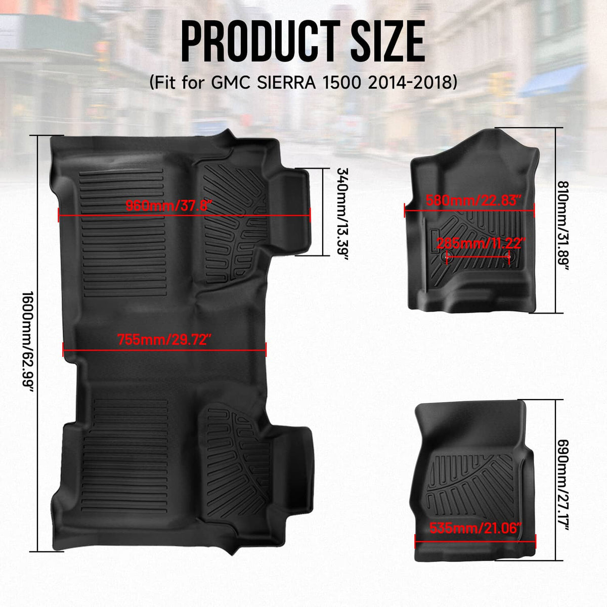 Solidspare Waterpoof Floor Mats for 2014-2018 Chevy Silverado / GMC Sierra 1500 Crew Cab