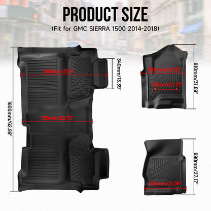 Solidspare Waterpoof Floor Mats for 2014-2018 Chevy Silverado / GMC Sierra 1500 Crew Cab