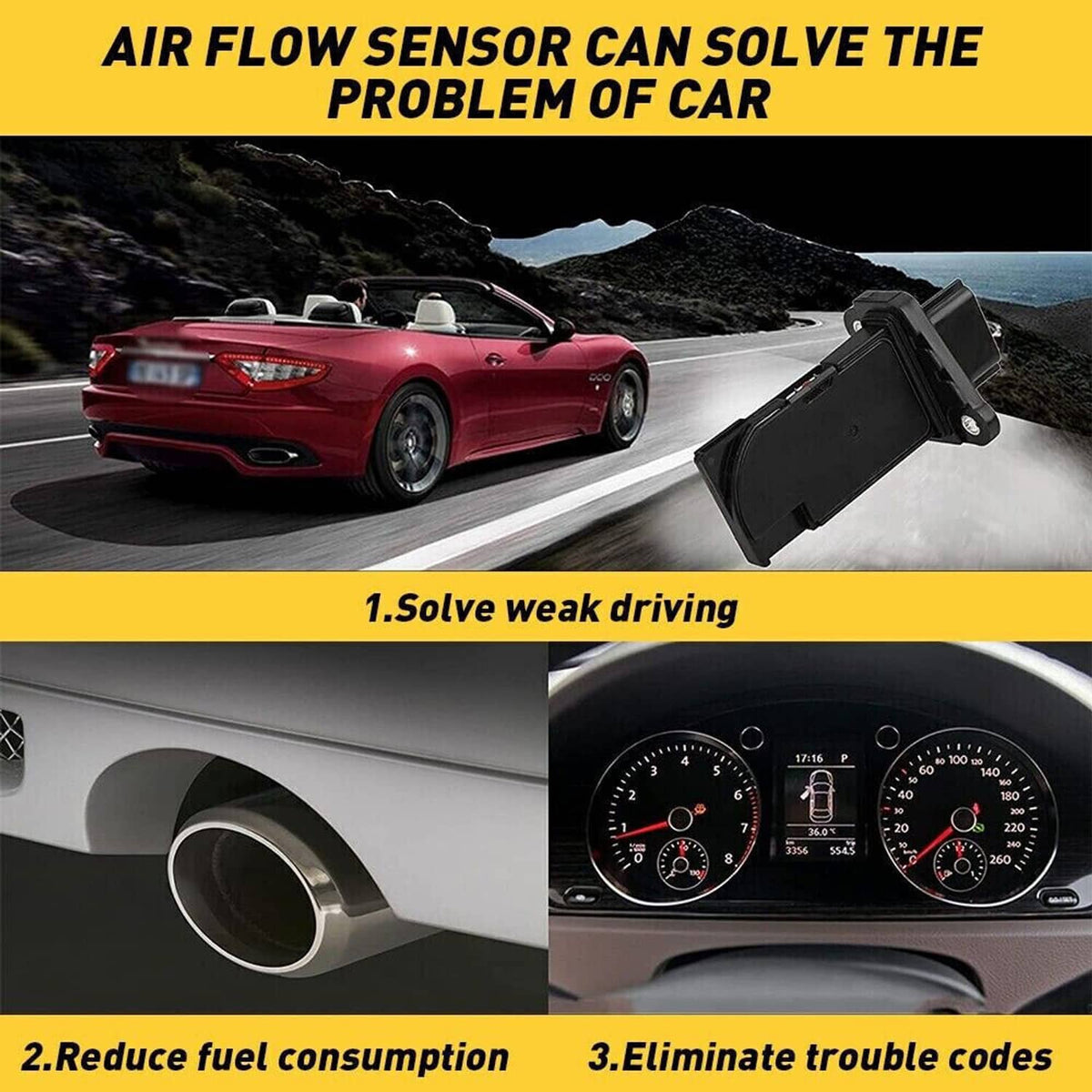 Solidspare New Air Flow Sensor Meter Black For 2013-2015 Nissan Altima 2.5/Sentra 1.8 Mass