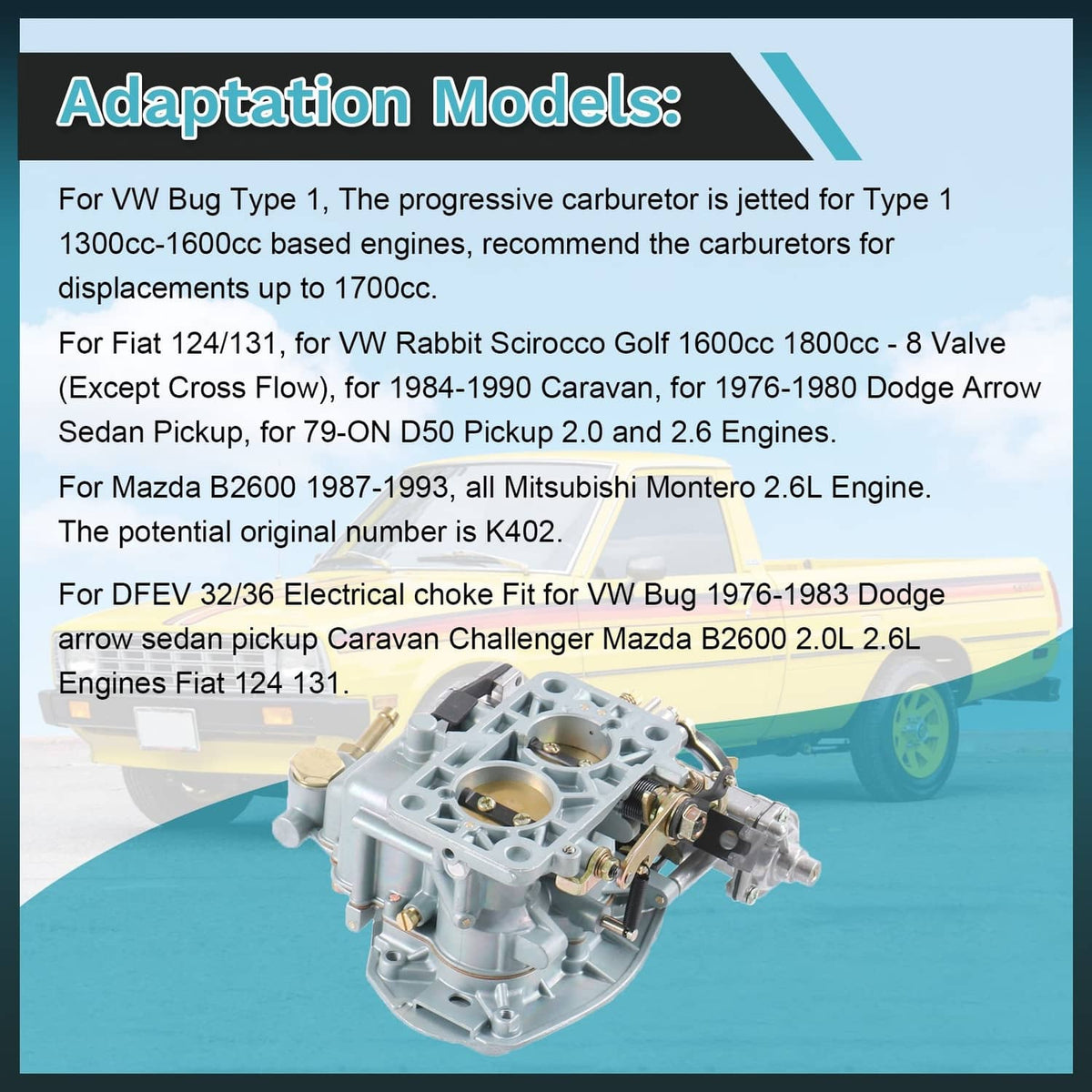 Solidspare New 32/36 DFEV Progressive Carburetor Carb Electric Choke For VW Fiat Ford
