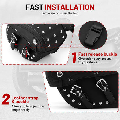 Solidspare Pair Motorcycle Saddle Bags Side Luggage For Harley Electra Glide Sportster XL