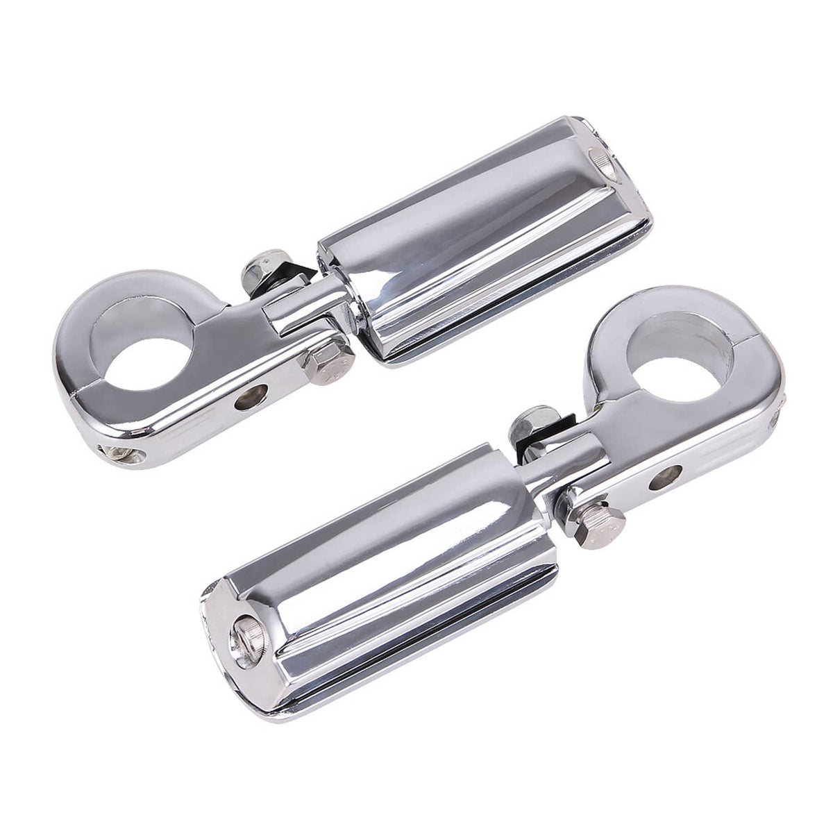 Solidspare 1.25" Highway Footpegs Adjustable Footrest Mounting P-Clamps For Harley Honda
