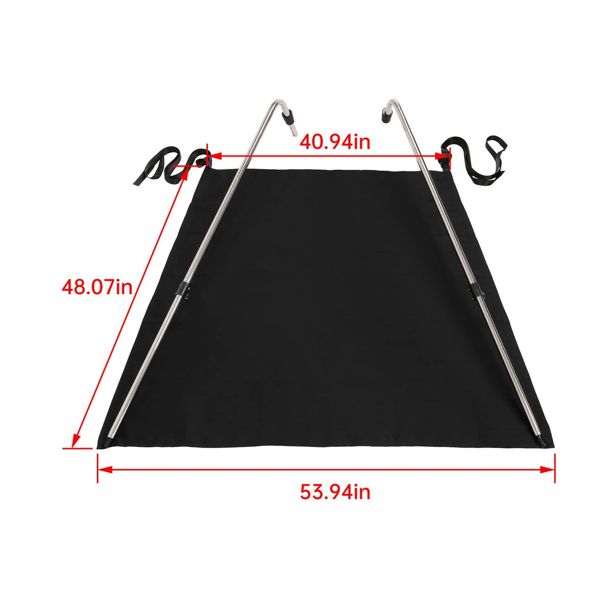 Solidspare Black Boat Sun Shade 304 Stainless Steel+Fabric Canopy For Universal Boat