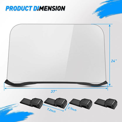 Solidspare UTV Full Clear Windshield For Polaris 2008-2014 RZR 800 / 2009-2014 RZR S 800