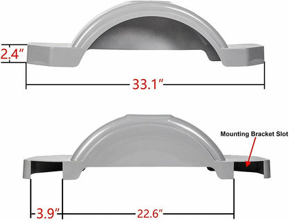 Solidspare 2PCS 12" Trailer Fenders w/Steps Wheels Tires Skirt Boat Gray Single Axle 300LBS