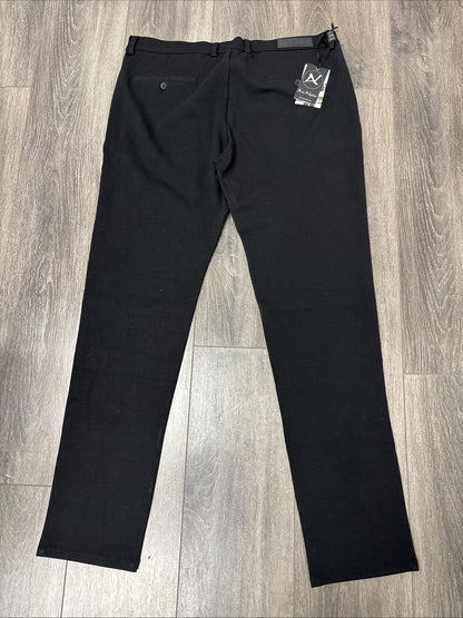 Au Noir Pants Mens 38 Black Magnum Sophisticated Slack Straight Leg Flex Stretch