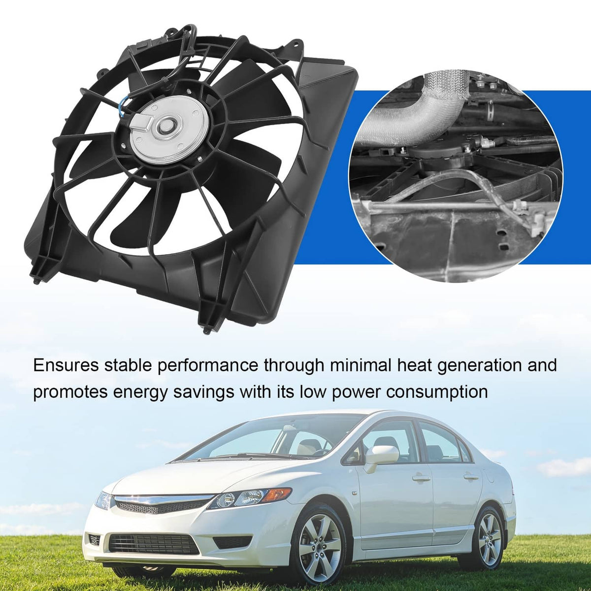 Solidspare 620-253 Radiator Cooling Fan Assembly Driver Side For Honda Civic 1.8L 2006-2011