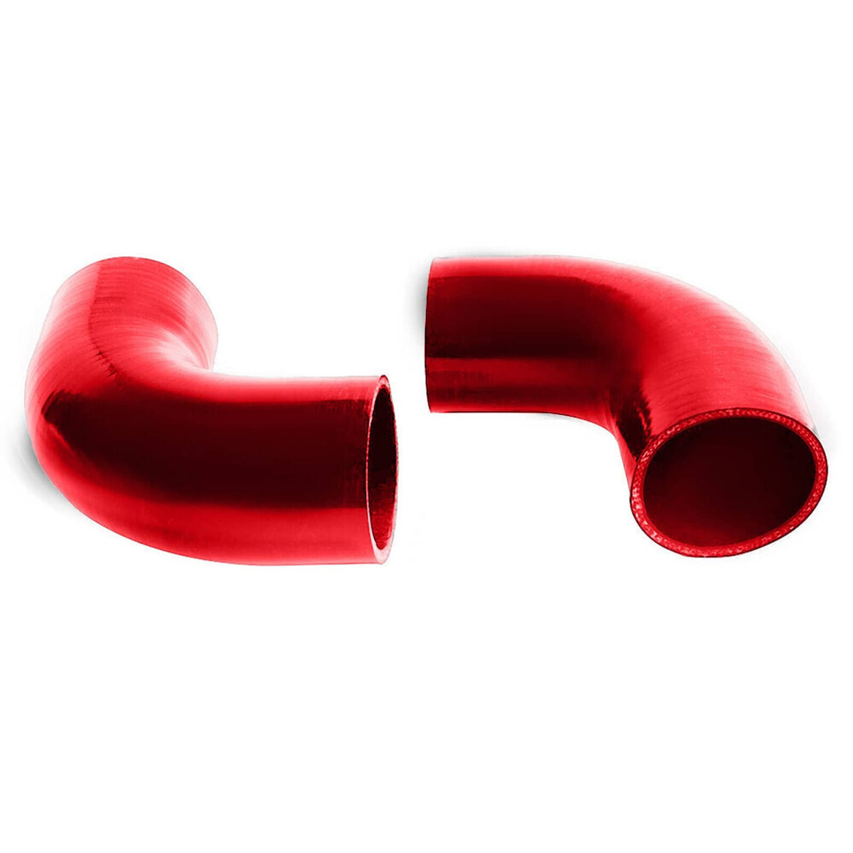 Solidspare 3" DIY Polished Intercooler Piping w/ U Pipe Red Silicone Coupler + Clamp Kit
