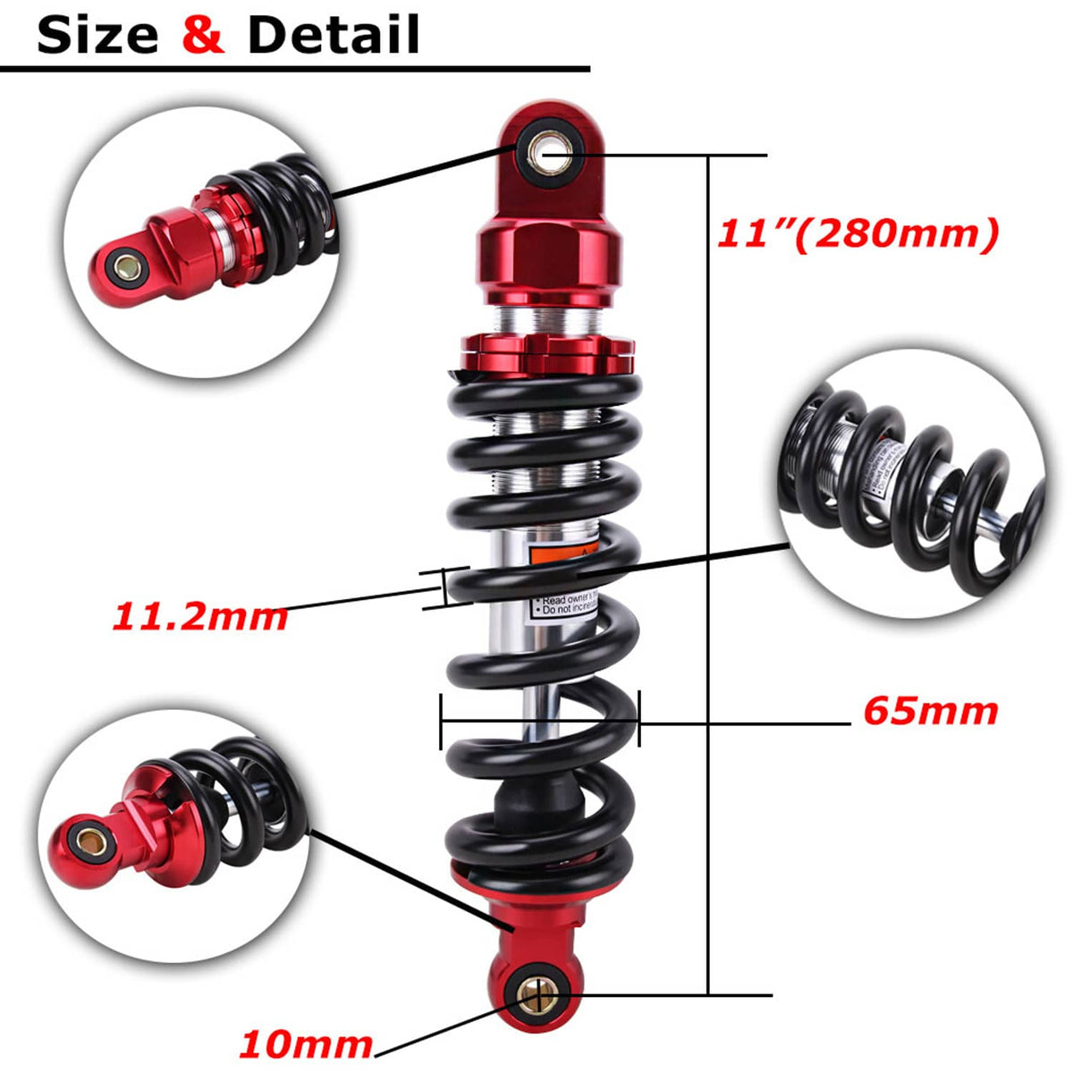 Solidspare Motorcycle Rear Shocks Absorbers Suspensions 11"  280mm for Harley Honda Yamaha