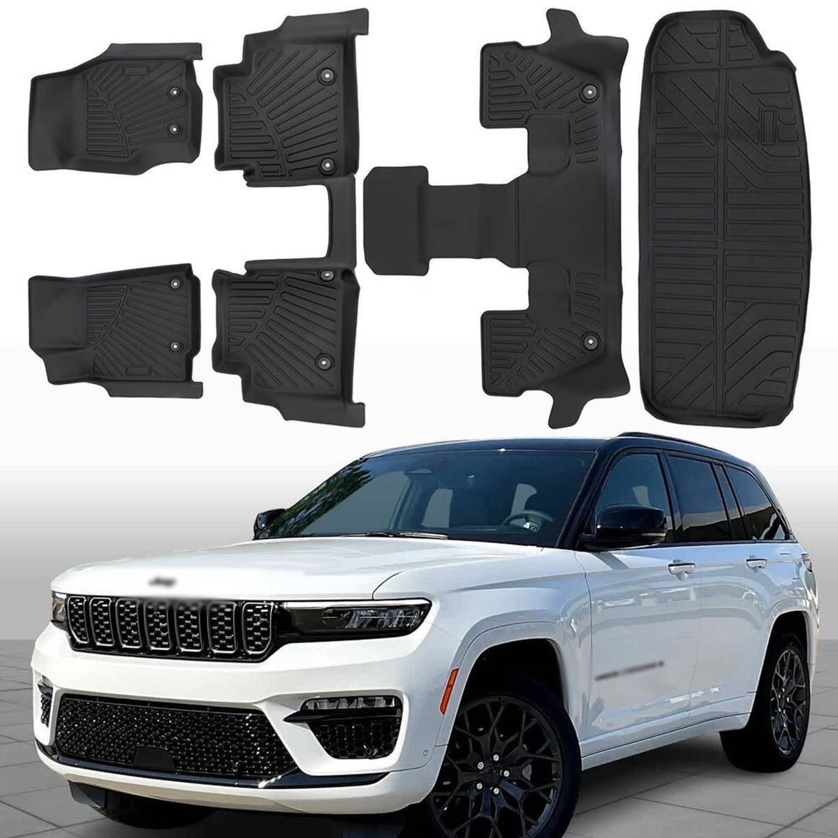 Solidspare Front Floor Mats + Cargo Liner For 2021- 2025 Jeep Grand Cherokee L All Weather