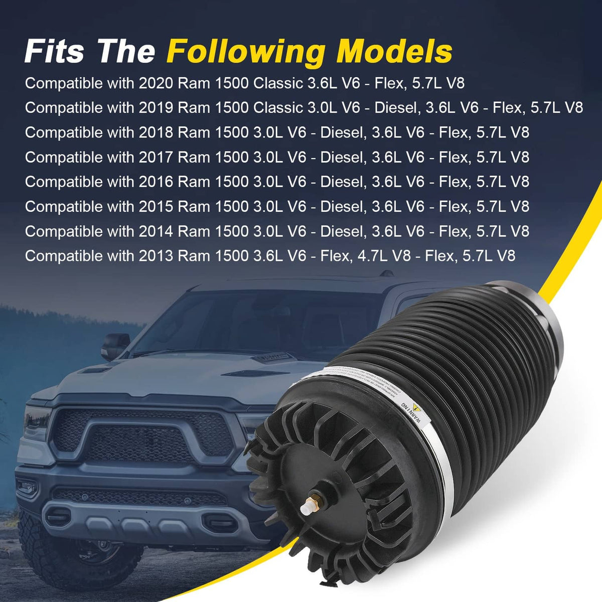 Solidspare Pair for Dodge RAM 1500 Rear Left+Right Air Suspension Spring Bags 2013-2020 NEW