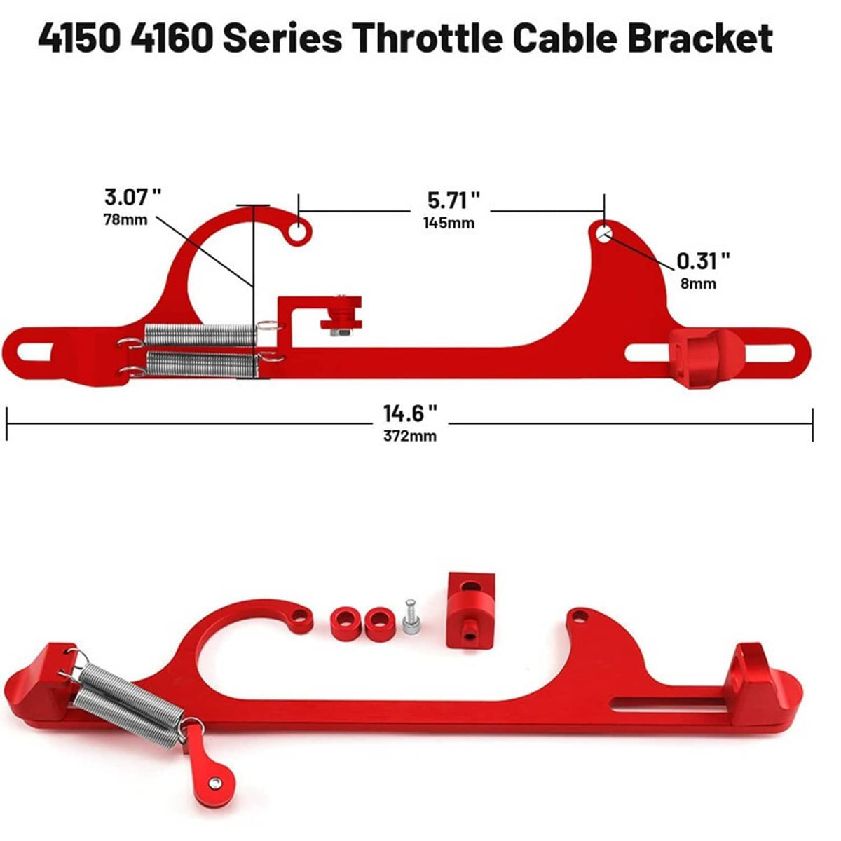 Solidspare RED Aluminum Throttle Cable Carburetor Bracket For 4150 4160 Carb 307 350 SBC