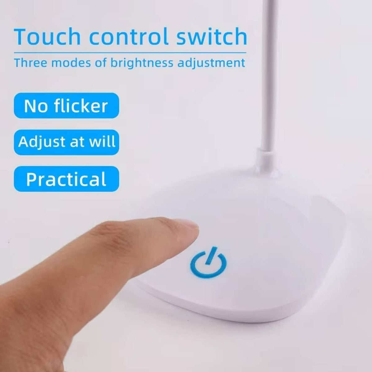 Solid Spare USB LED Desk Light Dimmable Bedside Reading Lamp Rechargeable Touch Control US