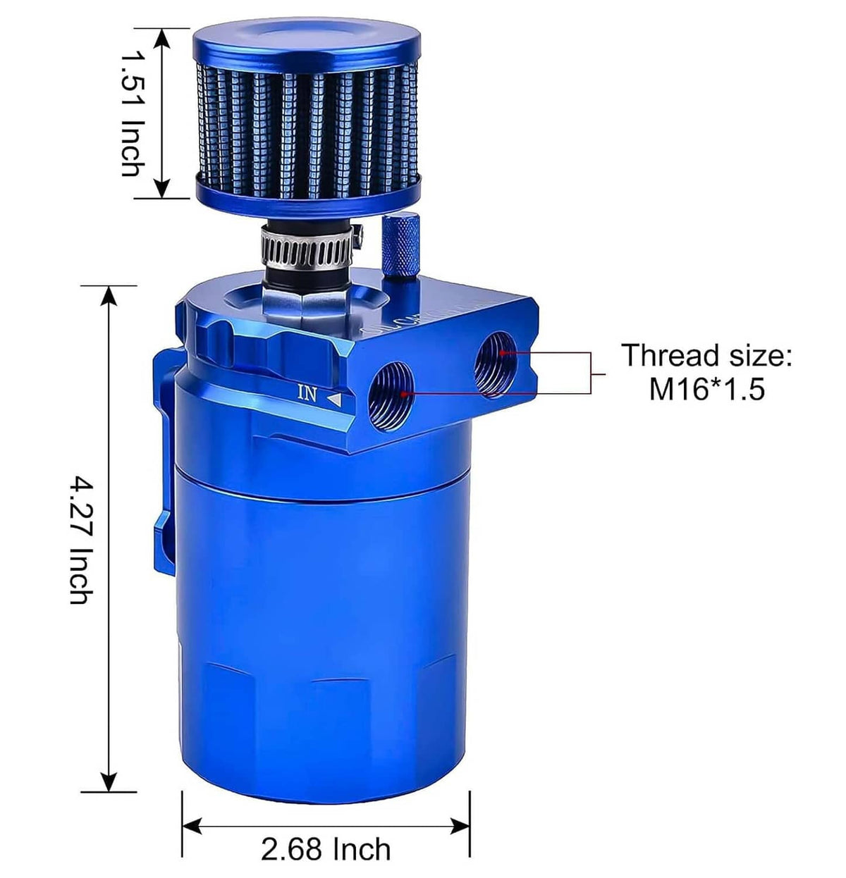 Solidspare Universal Blue Oil Catch Can Tank Kit Polish Baffled Reservoir w/Breather Filter