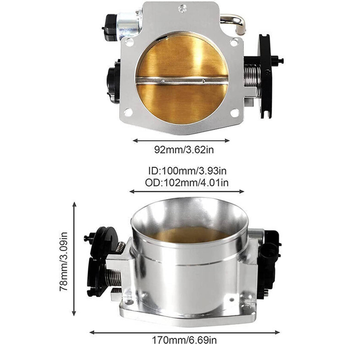 Solidspare 92MM LS Throttle Body with Position Sensors TPS IAC & Throttle Gas Cable Kits