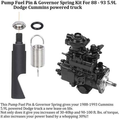 Solid Spare Pump Fuel Pin & 3200 RPM Governor Spring Kit for 1988-1993 Dodge Cummins 5.9L VE