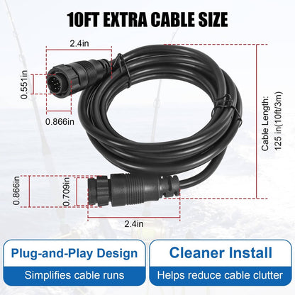 Solidspare 000-00099-006 Extension Cable 9 Pin 10Ft Fit for Lowrance LSS-1 LSS-2 Structure