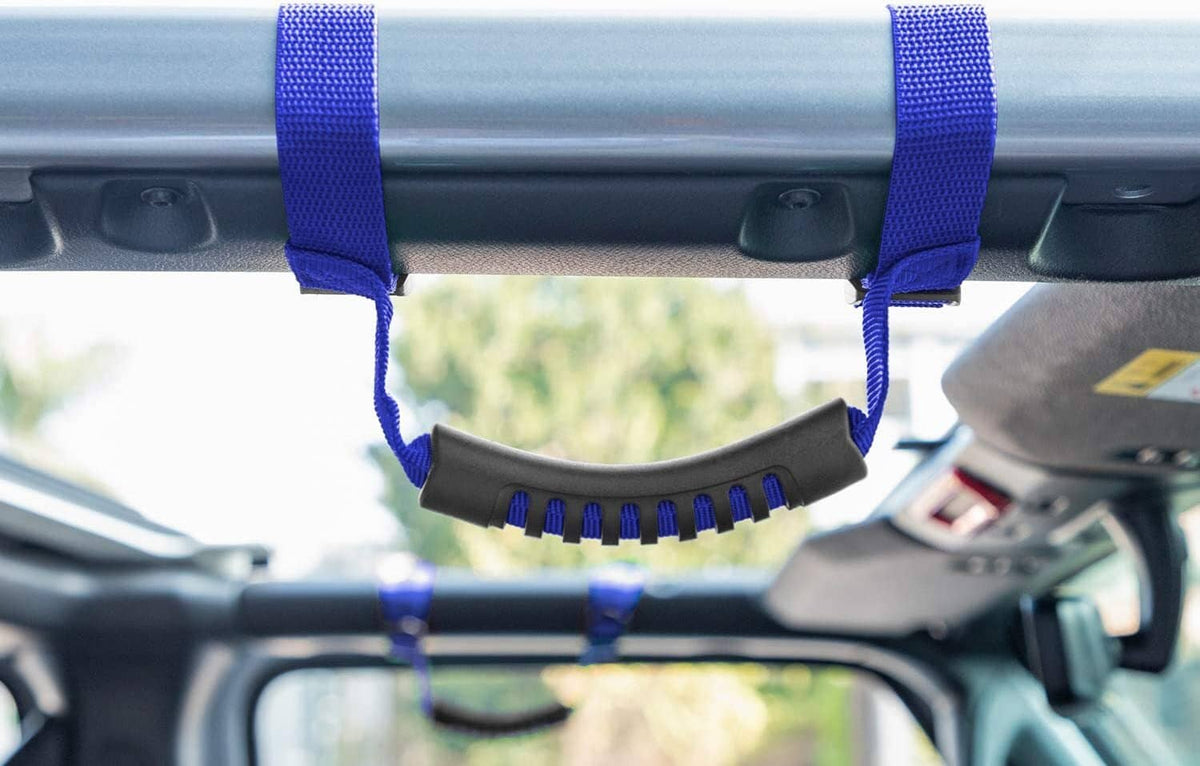 Solid Spare 4Pcs Blue Roll Bar Grab Handles Grip Handle for Jeep Wrangler TJ JK JL 1955-2022