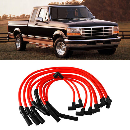 Solidspare 10Pcs Racing Spark Plug Wires 10.5mm M12259C301 For Ford 5.0L 5.8L SB SBF 302