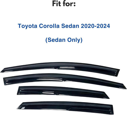Solidspare Black For 20-25 Toyota Corolla Sedan JDM Mugen Style Window Visors Rain Guards