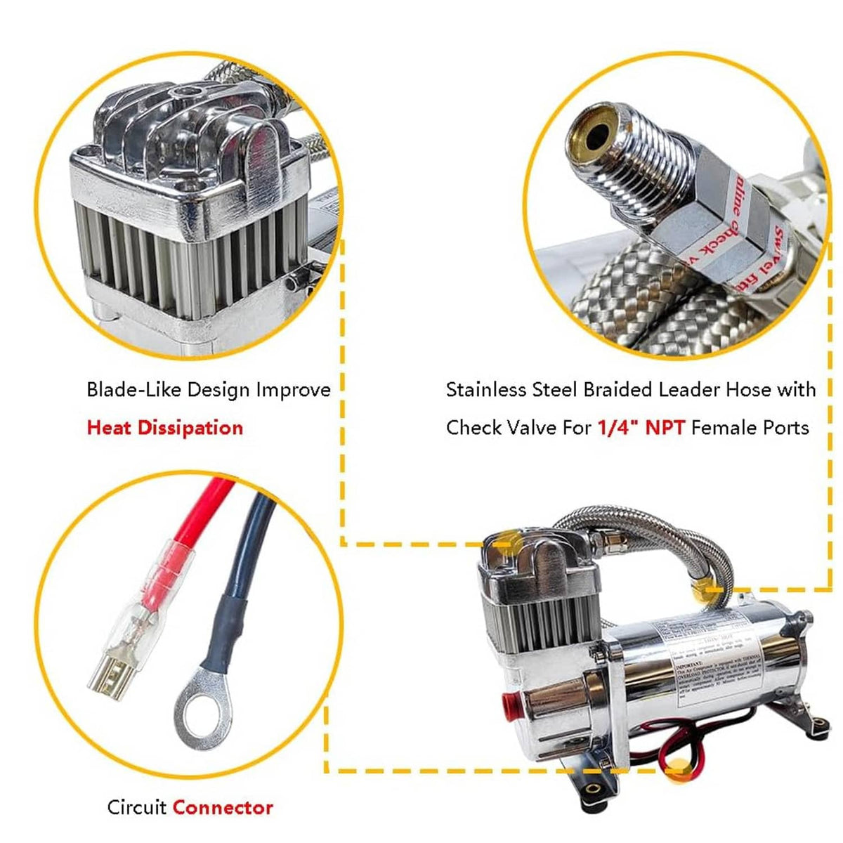 Solidspare Medium Duty Onboard Air System 150 PSI Compressor 12V+2.5 Gallon Train/Air Horn