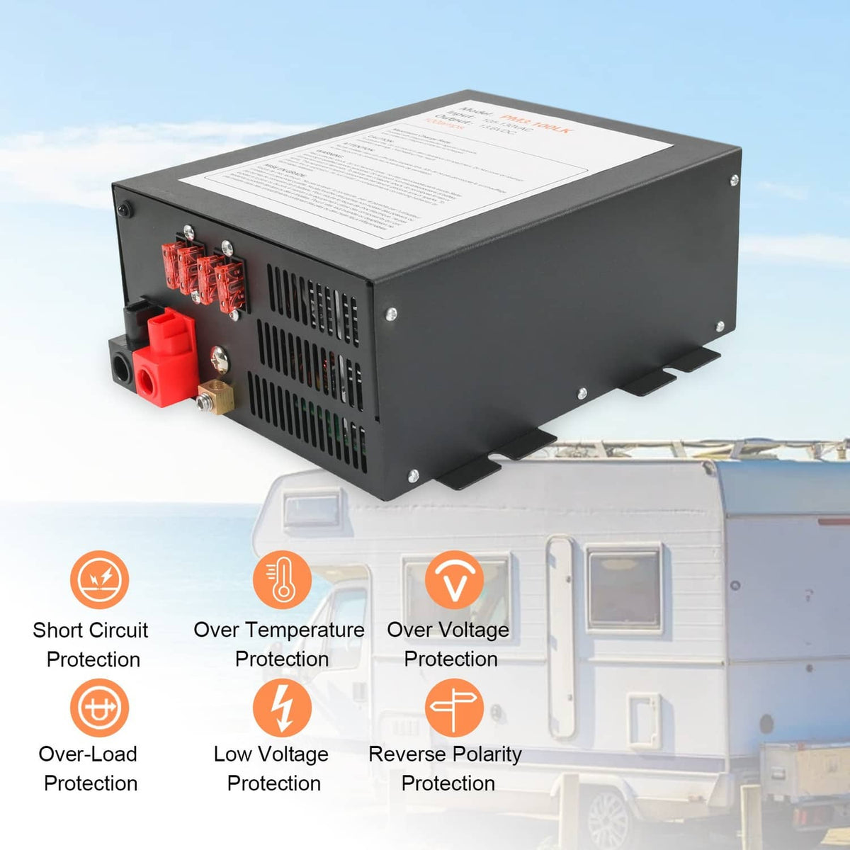 Solidspare 100 AMP RV Power Converter 110V to 12VDC Power Supply Charger 3 Stage Charging