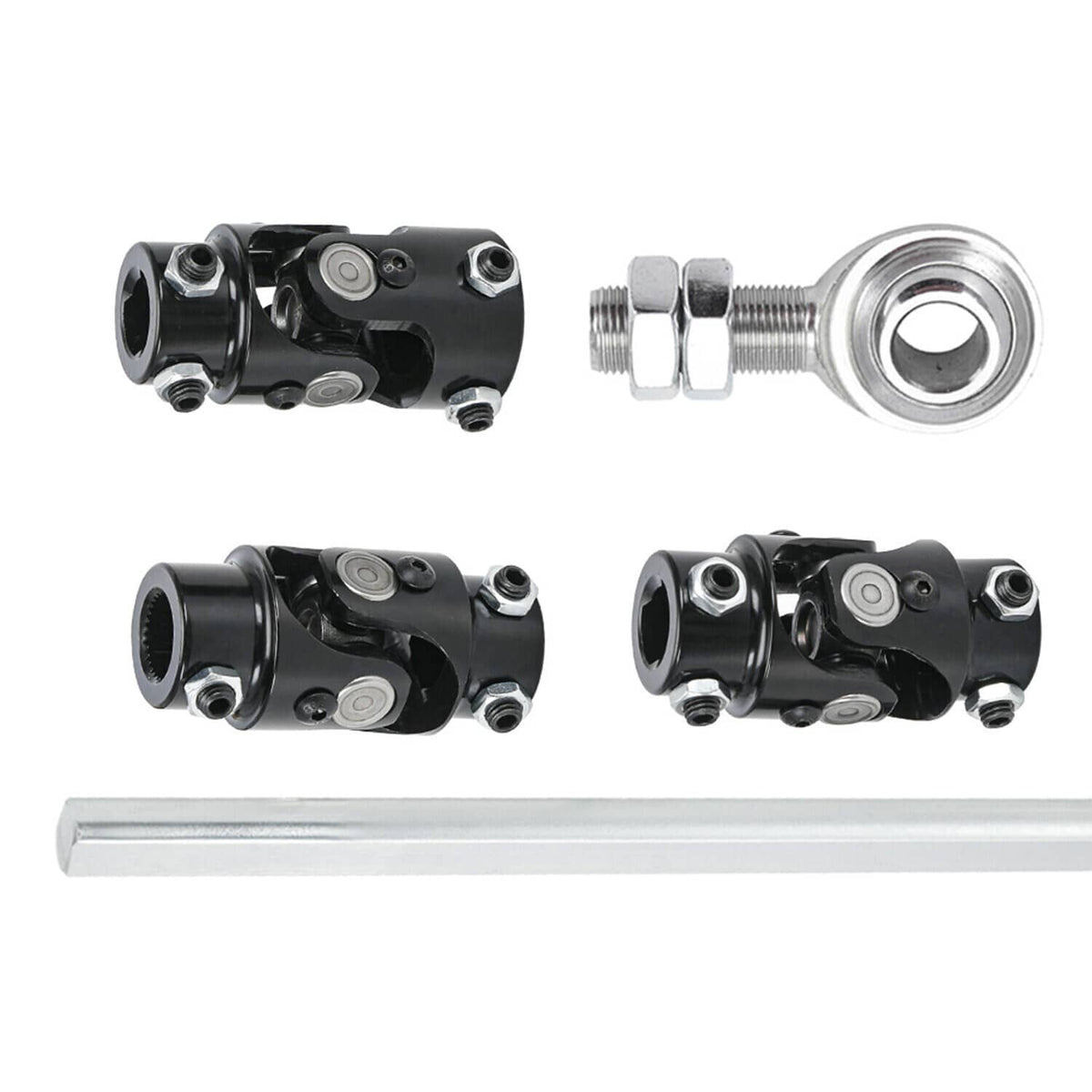 Solidspare Black Steering Box U Joint 36" Steel Steering Shaft & 3/4" Support Bearing GM