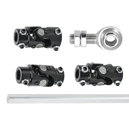 Solidspare Black Steering Box U Joint 36" Steel Steering Shaft & 3/4" Support Bearing GM