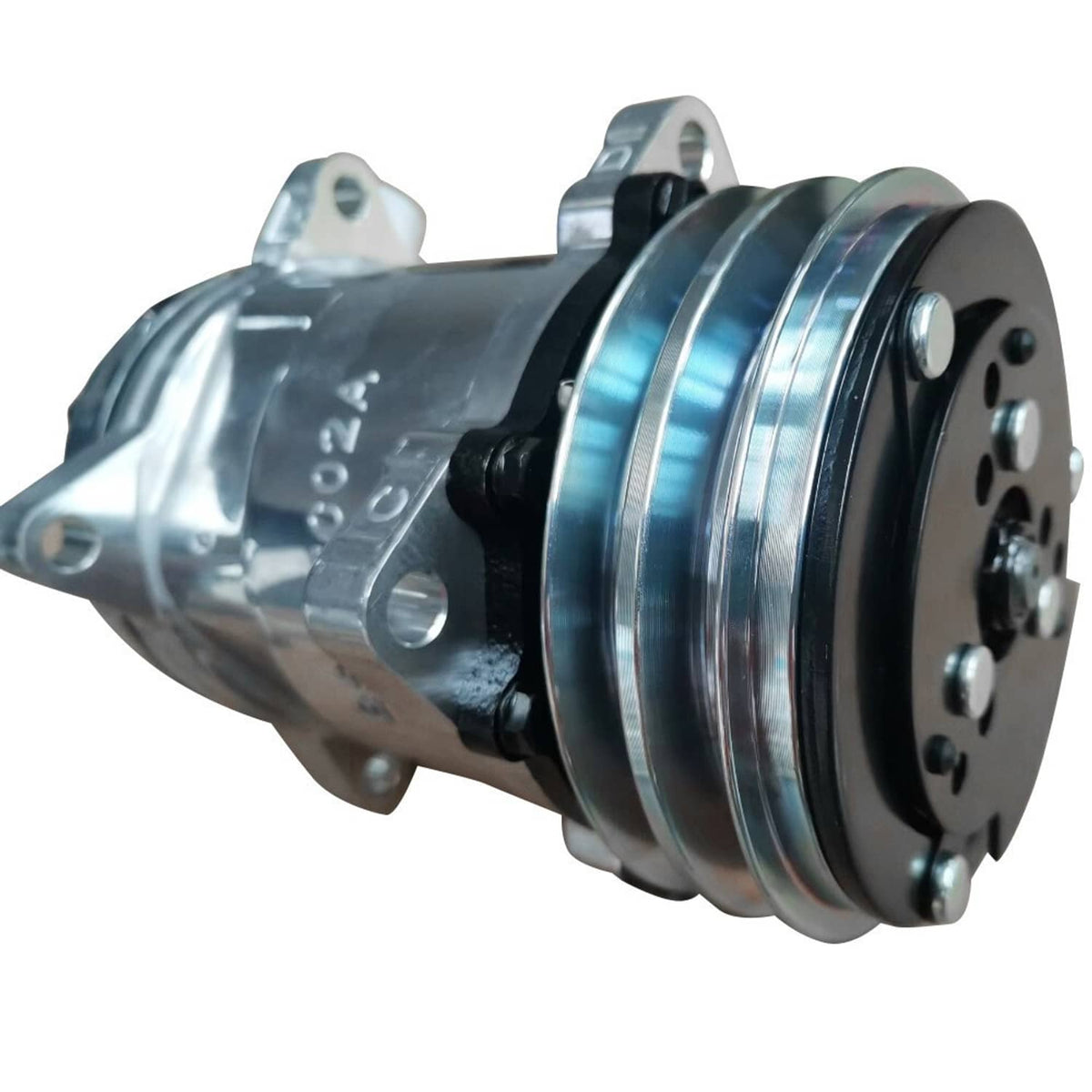 Solidspare A/C Compressor w/Clutch for Sanden 508 Style 2-Groove V-Belt Chrome Aluminum