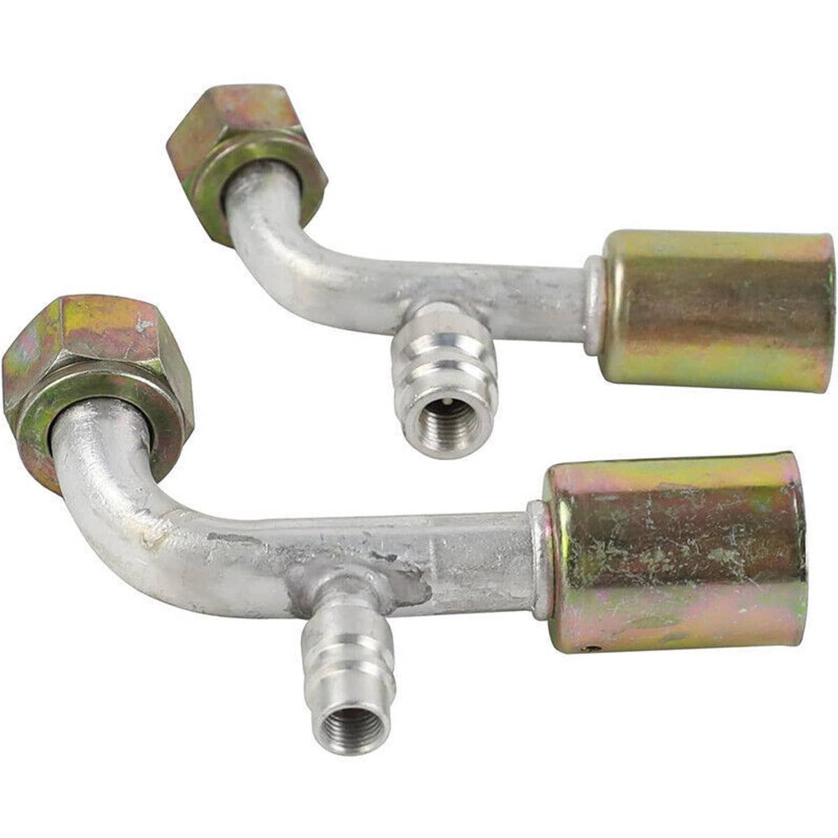Solidspare AC Fitting Set #8 and #10 Female Oring Beadlock 90 Degree & R134a pressure valve