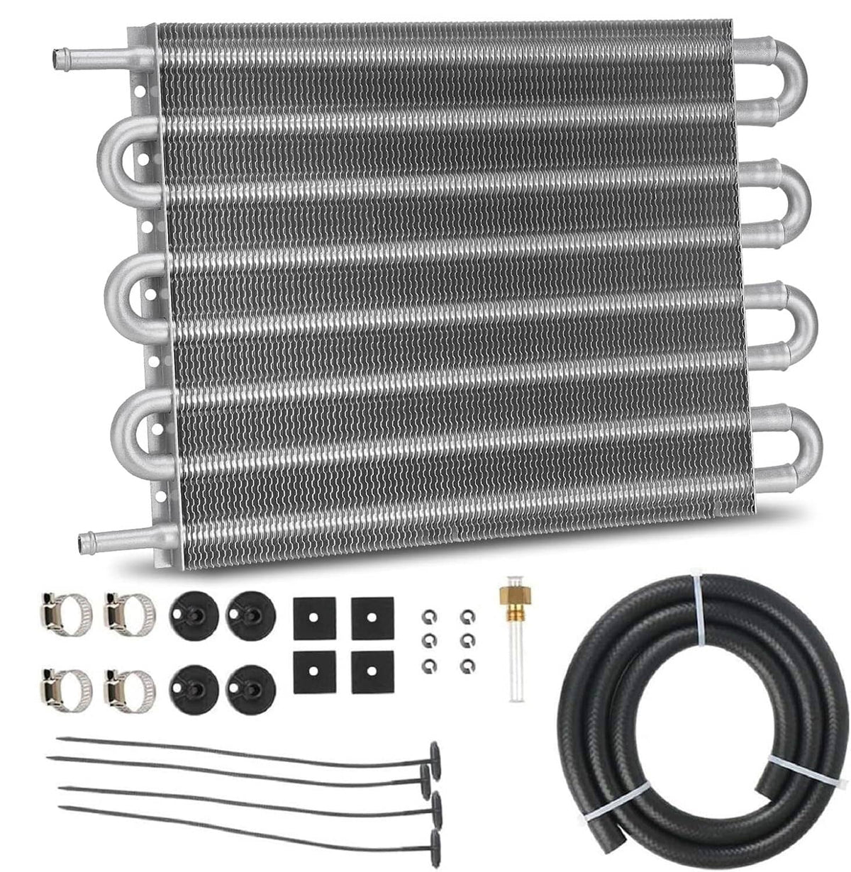 Solidspare 8 Rows Universal Aluminum Remote Transmission Oil Cooler Radiator Converter Kits