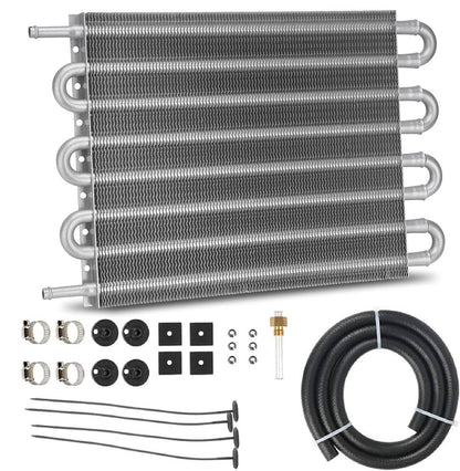 Solidspare 8 Rows Universal Aluminum Remote Transmission Oil Cooler Radiator Converter Kits