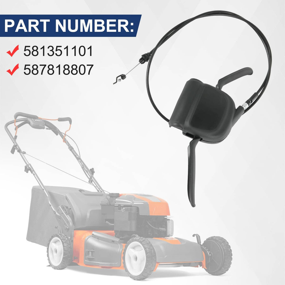 Solidspare For Husqvarna Craftsman Drive Control Cable 581351101 22" AWD HU800AW 589818807