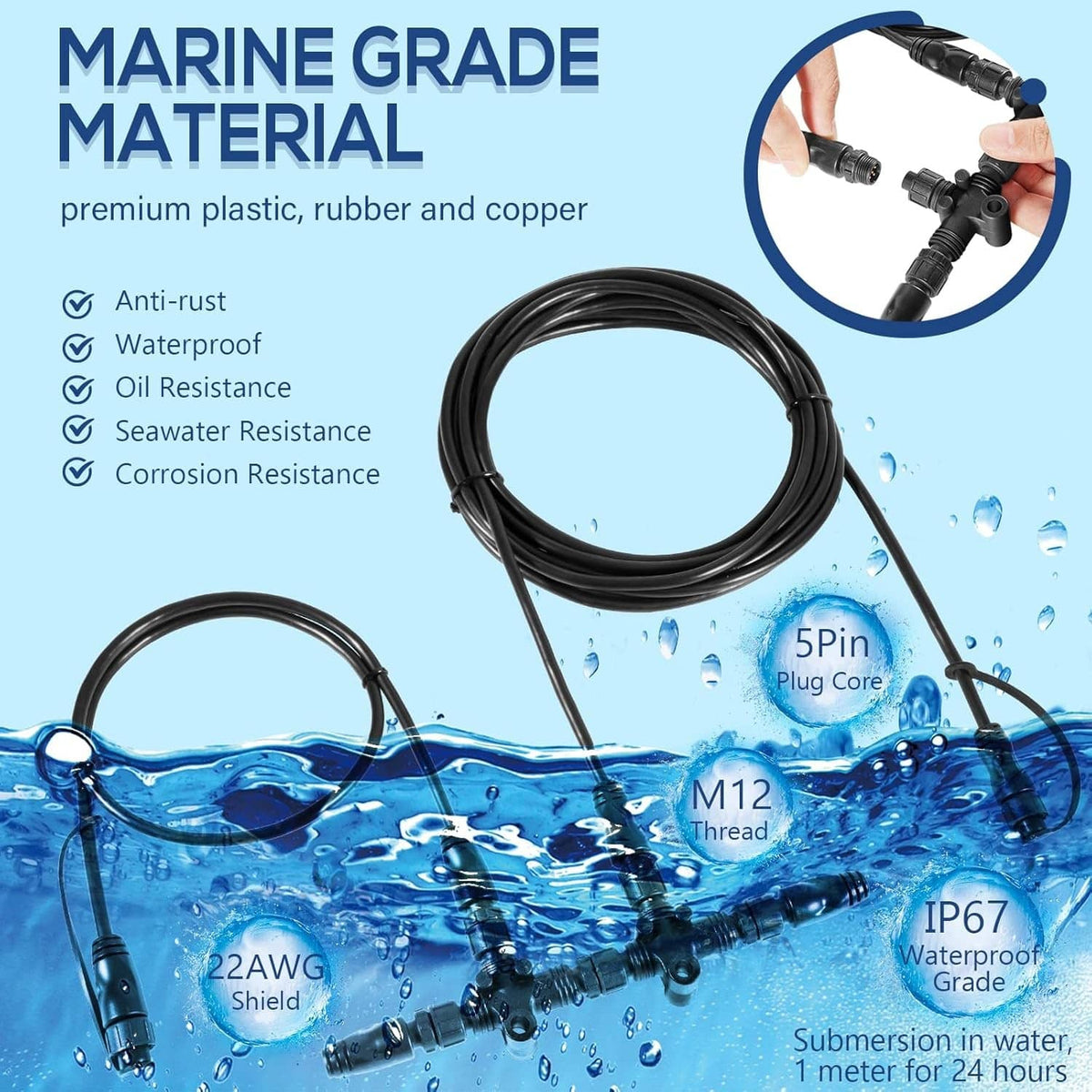 Solidspare 124-69 NMEA 2000 Network Starter Kit Replace for Lowrance N2K-EXP-RD-2 Cable Kit