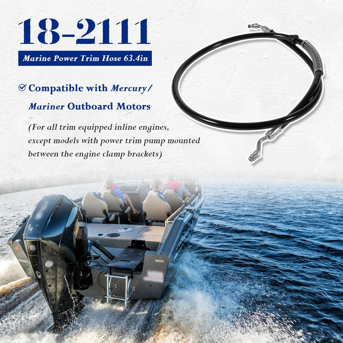Solidspare 18-2111 32-88006 Marine Power Trim Hose Fits for Mercury/Mariner Outboards Motor