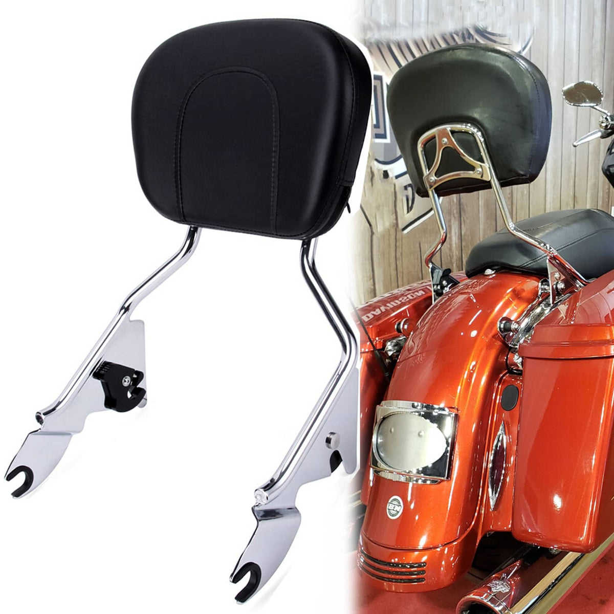 Solidspare Detachable Backrest Sissy Bar For Harley Touring Electra Glide Road King 09-25