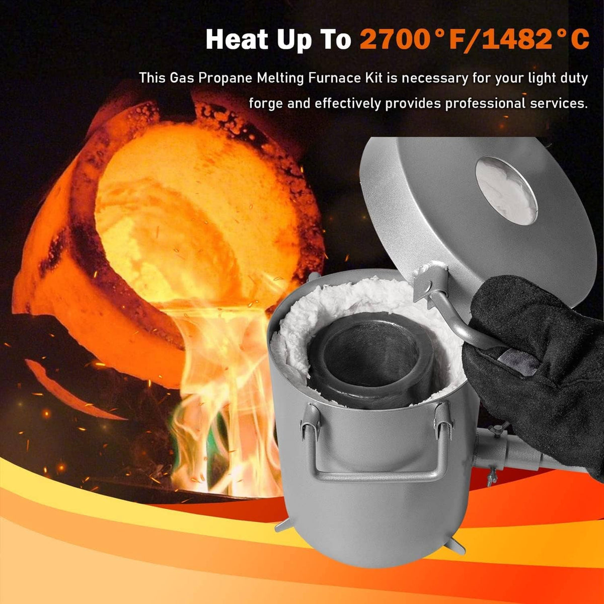 Solidspare 28LB/12.8KG Propane Furnace Kit Smelting Gold Silver Copper Scrap Metal Casting