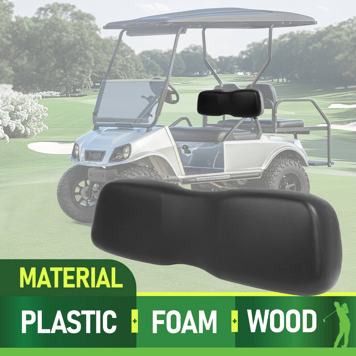 Solidspare Black Front Seat Lean Back Backrest Cushion For Club Car DS 2000.5-up Golf Cart