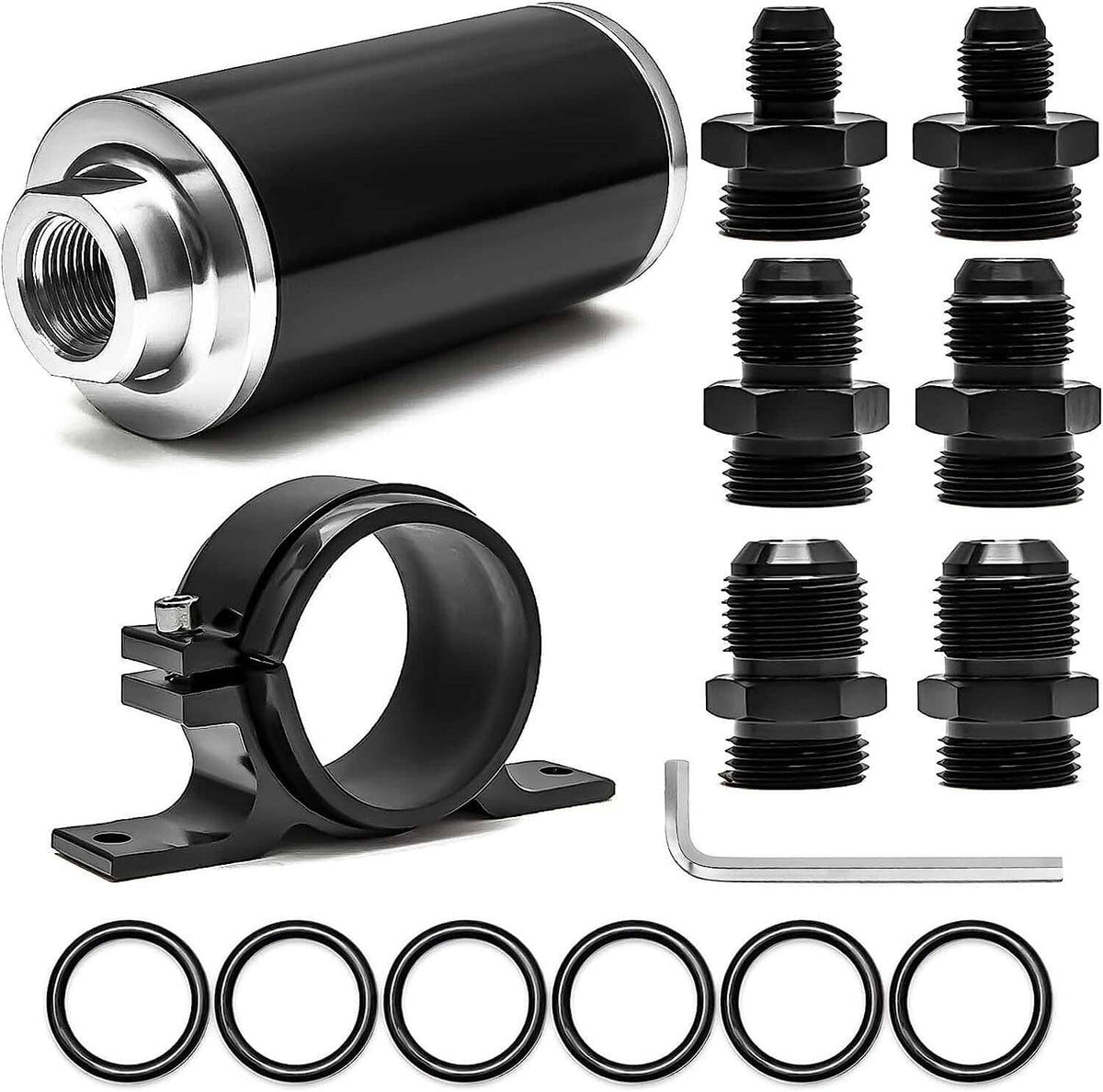 Solidspare Blue 30 Micron Billet Aluminum Inline Fuel/petrol Filter + Bracket AN6/AN8/AN10