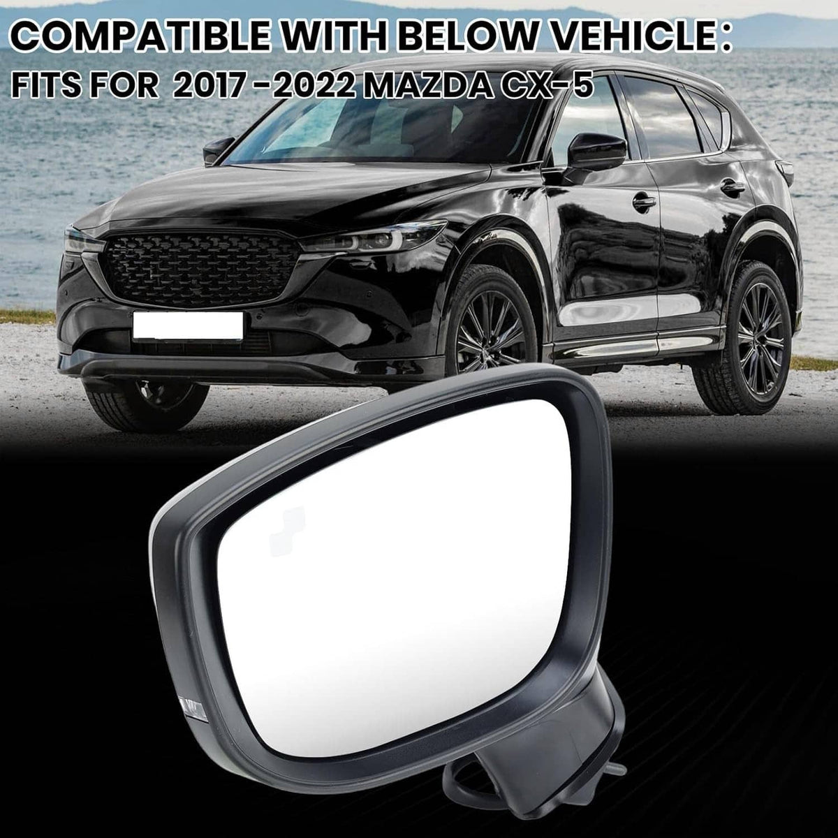 Solidspare Left Driver Side Mirror for 2017-2024 Mazda CX-5 w/BSM Power Turn Signal Light