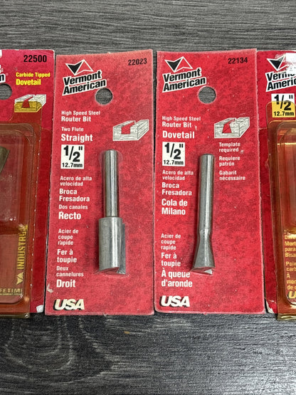 7pc Vermont American 1/2" Shank Router Bit Set - Made In USA
