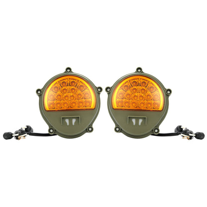 Solid Spare 2x New LED Front Turn Signal Lights Yellow Lens For Humvee M35 M998 #12422957